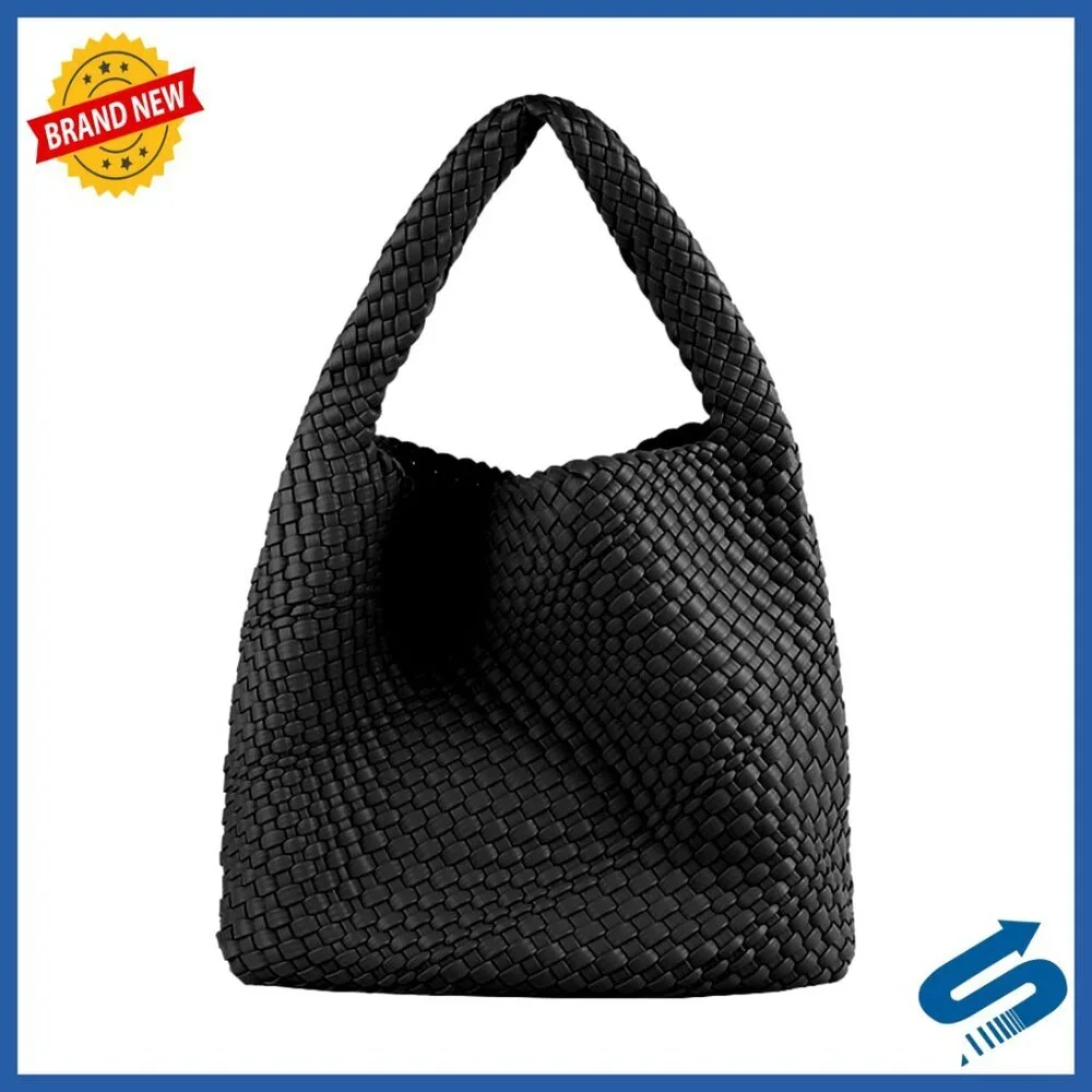 Vegan Leather Hand Woven Tote Large Shopper Bag Boho Chic Minimal Style